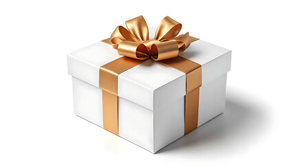 Elegant White Gift Box with Gold Ribbon