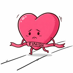Pink love heart with sad face