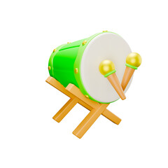 3d rendering icon illustration green white gold and brown color bedug with angle 5