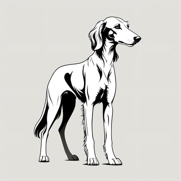 recommend clip art: サルーキの線画イラスト