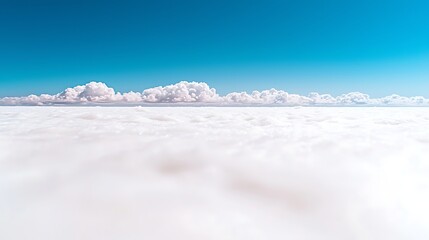 Airplane view cloudscape, white clouds, blue sky, horizon, travel