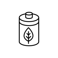 Eco battery outline icons, minimalist vector illustration ,simple transparent graphic element .Isolated on white background
