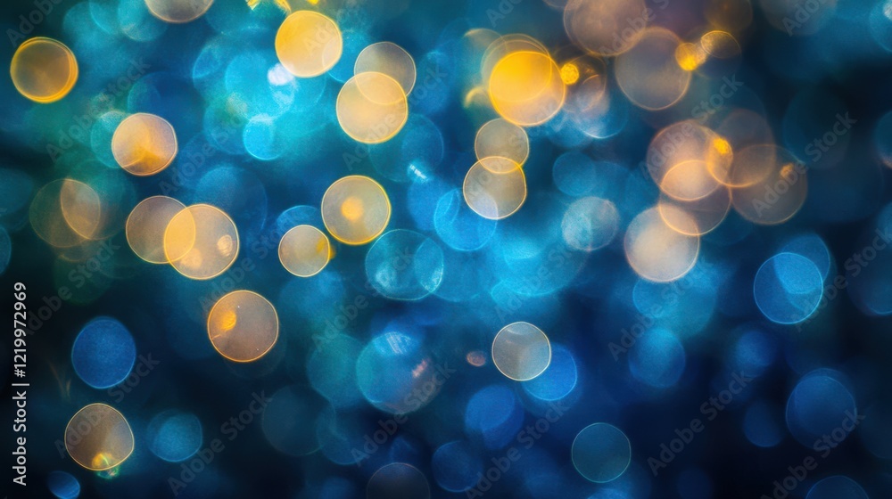 Wall mural the image is a blue and yellow background with many small circles