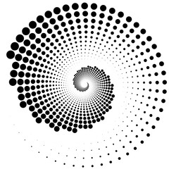 Black and White Rotating Spiral Dot Pattern on A White Background