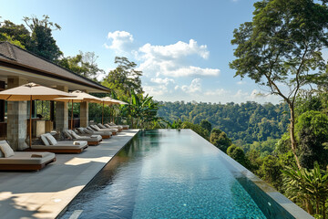 Obraz premium Luxury Resort Infinity Pool with Panoramic Jungle View