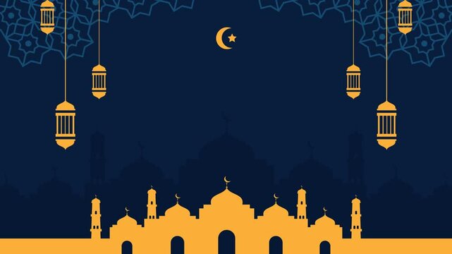 Ramadan Kareem & Eid Mubarak Animated Background with Editable Message Space