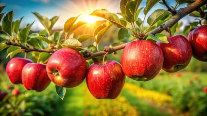 Obraz premium Aerial View Five Apples Orchard Farm Harvest Autumn Drone Photography