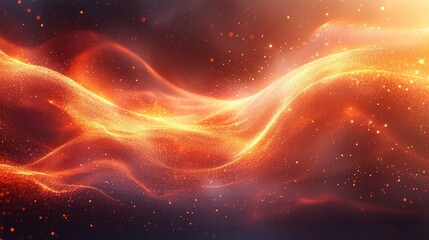 Fototapeta premium Abstract Wave of Orange and Red Light with Illuminated Particles and Smooth Gradients