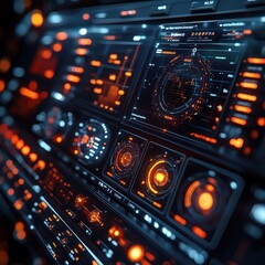 Fototapeta premium Futuristic Analytics Dashboard with Interactive Data Graphs and Business Statistics