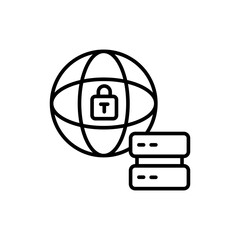 Database security outline icons, minimalist vector illustration ,simple transparent graphic element .Isolated on white background