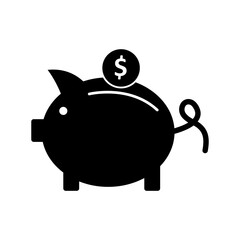 Bank finance icon, money pig icon, vector flat black trendy style illustration for web and app..eps