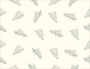 Obraz premium slice of pizza. Illustration of pizza. Pizza pattern background. Pizza Slices Pattern background. Pizza seamless pattern for restaurant packaging background. Junk food seamless pattern.