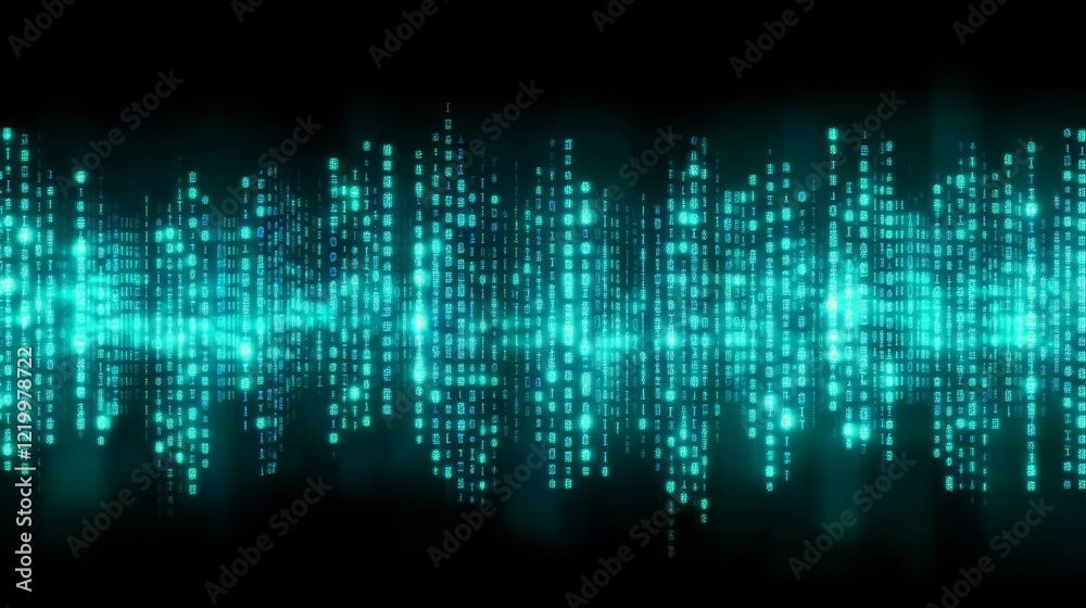 Poster abstract binary data waveform visualization