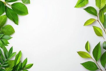 Green leaves on white background for nature and botanical themes in design and decoration