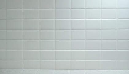 White tile background Wall with white tiles for the interior of the kitchen or bathroom
