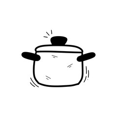 Hand Drawn Cooking Pot Illustration. Doodle Vector. Isolated on White Background - EPS 10 Vector