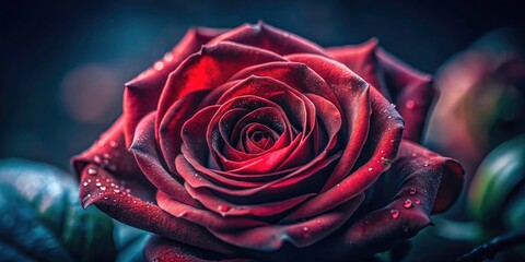 Close-Up Dark Red Rose Sideways Long Exposure Photography - Macro Flower Image