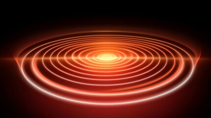 Abstract Circular Neon Light Energy Rings Glowing