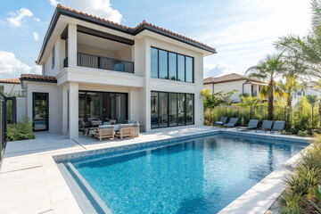 Fototapeta premium Modern Luxury Villa with Private Pool and Patio