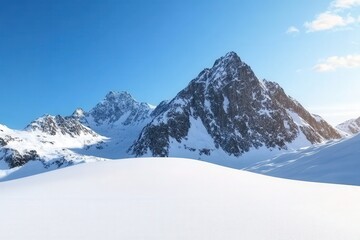 Obraz premium Snow-covered landscape with bright white snow blanket on the ground and trees in winter season