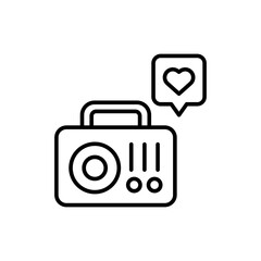 Love music outline icons, minimalist vector illustration ,simple transparent graphic element .Isolated on white background