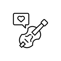 Love music outline icons, minimalist vector illustration ,simple transparent graphic element .Isolated on white background