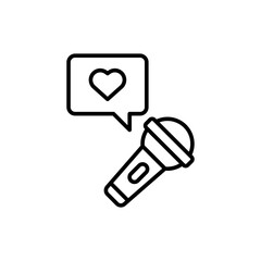 Love music outline icons, minimalist vector illustration ,simple transparent graphic element .Isolated on white background