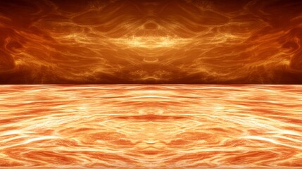 Abstract Fiery Orange Background with Reflective Surface