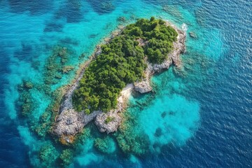 Tranquil Paradise: A Stunning Tropical Island in Crystal Clear Turquoise Waters