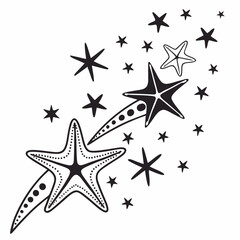 black and white star