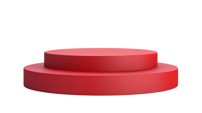 Red Podium Display Stand Mockup on a transparent  background