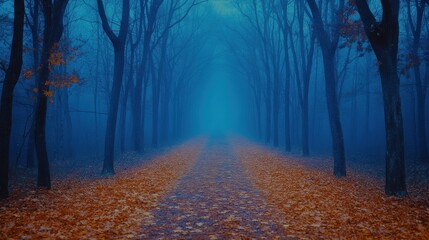 Fototapeta premium Enchanted Forest: Hyper-Realistic Scene with Mystical Fog and Ethereal Glow