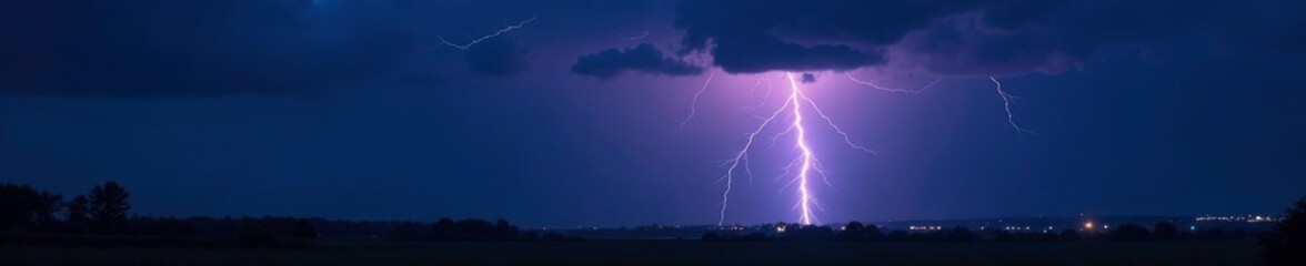 Dark and stormy night with lightning flashing in the sky, lightning,