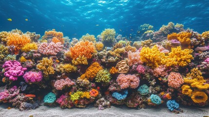 Fototapeta premium Tranquil Underwater Oasis: Colorful Coral Reef Isometric View with Smooth Gradients