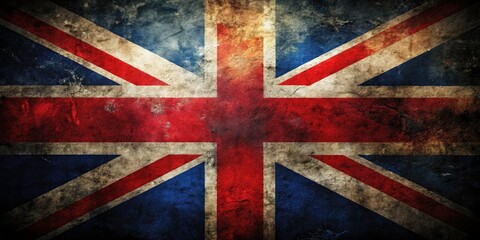 Fototapeta premium Grunge UK Flag Silhouette Photography: Dark, Moody British Flag Silhouette Image