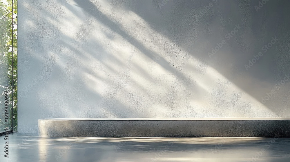 Poster minimalist studio room with concrete table and wall for product display and photography