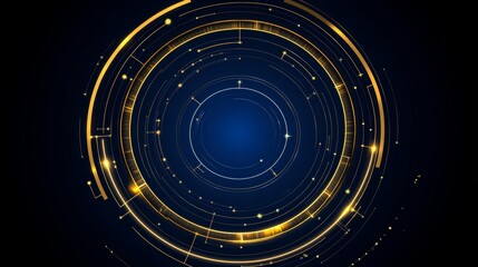 Naklejka premium Abstract Golden Circular Technology Design