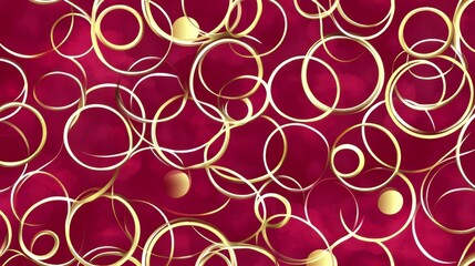 Abstract Golden Circles on Burgundy Background Design