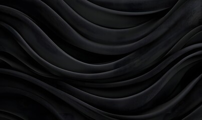 Silk fabric abstract wavy black satin fabric background, generation AI 