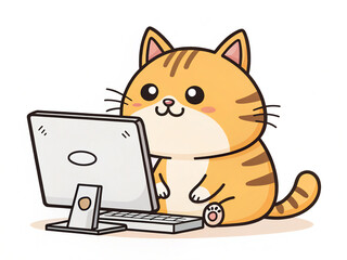 cat and mouse. cat, cartoon, animal, kitten, vector, illustration, cute, pet, feline, pets, domestic, drawing, kitty, funny, fun, art, animals, tail, fur, mammal, happy, orange, fish, character, desig