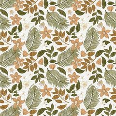 Handcrafted Nature-Inspired Pattern Highlighting a Mix of Vibrant and Subtle Colors in a Seamless Floral Design.