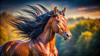 Obraz premium Bay Horse Portrait Photography, Equestrian Art, Horse Headshot, Chestnut Horse Image, Equine Photography, Stunning Bay Horse, Horse Pictures