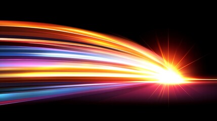 Obraz premium Abstract Light Streaks Speeding Towards Bright Starburst