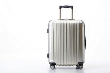 Fototapeta premium Minimalist Wheel Suitcase, Luggage, Travel Bag, Rolling Suitcase, Carry-on, Vacation, Journey, Trip, Adventure, Isolated, Background, White, Simple, Clean