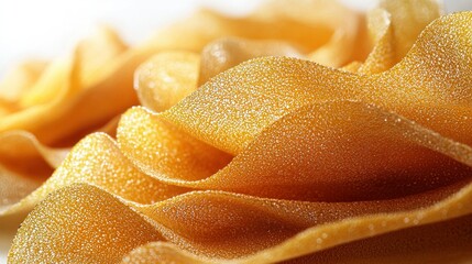 Fototapeta premium Golden, wavy, dried pasta sheets, studio shot, light background