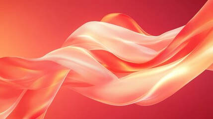 Fototapeta premium Abstract Orange and White Flowing Fabric Design