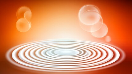 Abstract Orange Background with Ripples and Glowing Circles