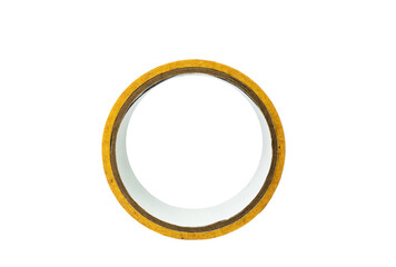 Yellow paper duct tape isolated on a white background