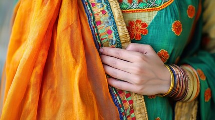 Vibrant Cultural Dress with High Contrast Patterns