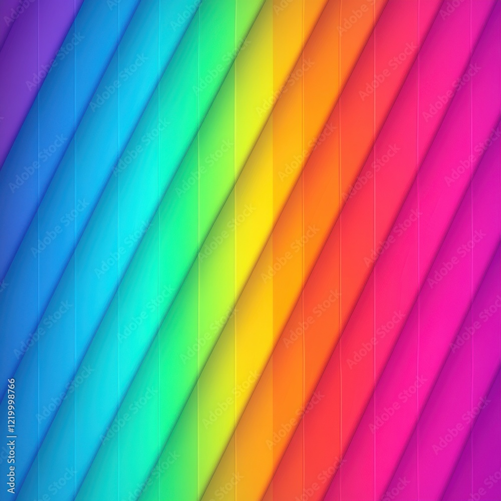 Poster Vibrant Rainbow Gradient Abstract Geometric Background with Diagonal Striped Pattern